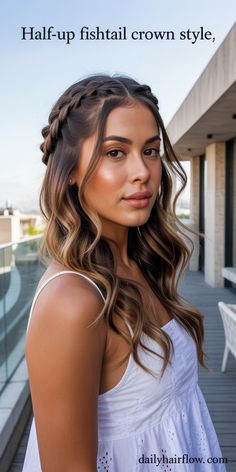 The Modern Renaissance of Crown Braids From Renaissance portraits to 21-st-century runways, the crown braid has travelled through time without losing its aura of effortless regality. Crown Braided Hairstyles, Braided Crown Hair, Braid Crown Hairstyle, Middle Part Two Braids, Braids Formal Hairstyles, Open Hair With Braids, Half Braid Crown, Western Braids, Half Crown Braid