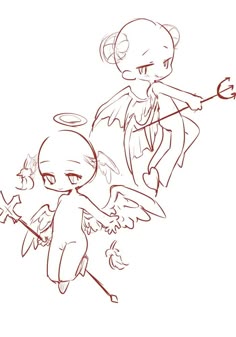 an image of two cartoon angels with arrows