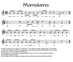 sheet music with the words mamalama on it