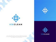 the ice clean logo is shown on two different colored cards, one with an image of a snowflake