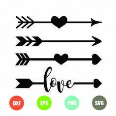 love svg files with arrows and hearts
