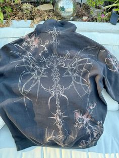 Cybersigilism On Clothes, Bleached Hoodie Diy Ideas, Bleach Painted Hoodie, Bleached Sweater Ideas, Diy Bleach Hoodie Design, Bleaching Hoodie, Bleached Hoodies, Bleach Hoodie Ideas, Bleach Designs On Hoodie