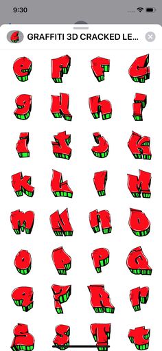 some red and green graffiti type letters on a white background