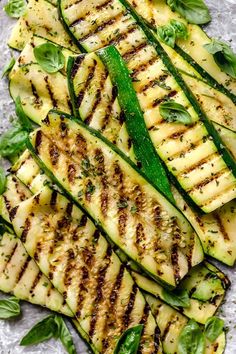 grilled zucchini with basil and herbs