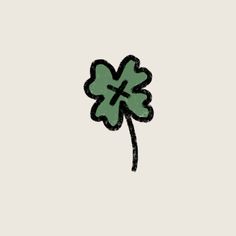 a drawing of a clover with a cross on it