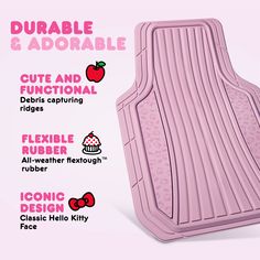 an image of a pink car floor mat with instructions on how to use it for the vehicle