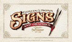 the logo for edwin & sons signs and graphics, which has been designed by person