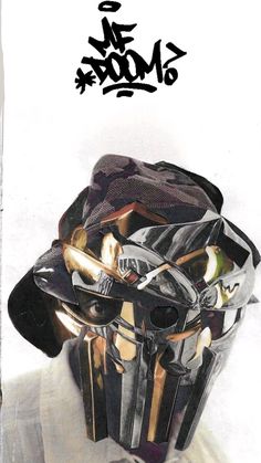 a man wearing a black mask with gold accents