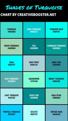the shades of turquoise chart by creativebooster net for adobe and wordpress