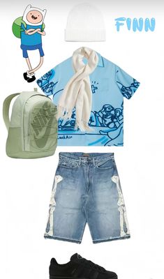 Adventure time Finn Outfit, Finn The Human Outfit, Finn Outfit Adventure Time, Finn Halloween Costume, Adventure Time Outfits, Adventure Time Outfits Style, Adventure Time Inspired Outfits, Adventure Time Outfits Tiktok, Outfits Inspired By Adventure Time