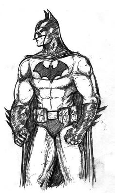 a drawing of the batman standing up with his hands on his hips and one hand on his hip