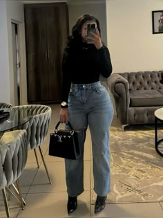 Jeans Church Outfit Winter, Jean Church Outfit Winter, Turtle Neck And Jeans Outfit, Church Jeans Outfit, Jeans And Heels Outfit Winter, Jeans Church Outfit, Classy Modest Outfits With Jeans, Winery Outfit Fall Wine Tasting Black Women, Corporate Jeans Outfit