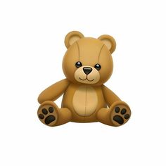 a brown teddy bear sitting on top of a white floor
