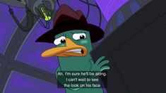 a cartoon bird wearing a hat and holding his hand out