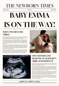 the newborn times magazine features an image of a pregnant woman and her husband