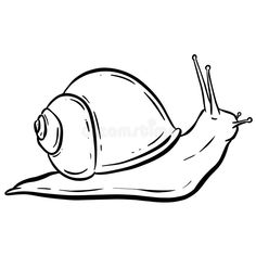 a black and white drawing of a snail with its head in the air royalty illustration