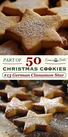 the cover of part of 50 christmas cookies by german cinnamon star, with text overlay