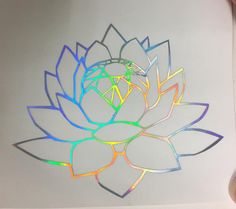 a drawing of a flower with many colors on it