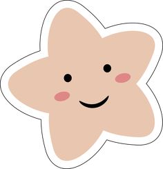 a pink star shaped sticker with a smiley face on it's left side