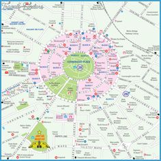 a map showing the location of various attractions in london, including an area with lots of green