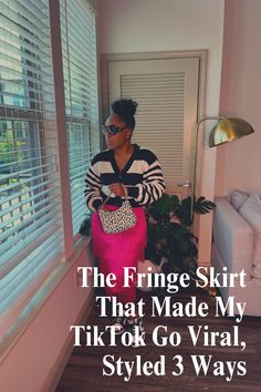 Hey baddie… let’s talk about this pink fringe skirt. A few months back I posted a reel from a photoshoot I did wearing the skirt, my Tiktok BLEW up. Today, we are going to style the skirt 3 ways. This way our hard earned money isn’t just wasting away. Ready? Let’s Go Casual Fringe Skirt For Spring, Chic Fringe Skirt For Fall, Casual Fringe Skirt For Fall, Summer Midi Skirt With Fringe, Spring Fringe Midi Skirt, Fringe Skirt Outfit, Suede Fringe Skirt, Fringe Skirt, Suede Fringe