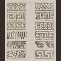 an old book with two different designs on the pages, one is black and white