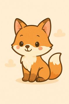 a cute little fox sitting on the ground
