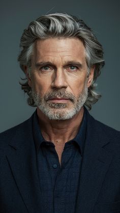 Older Male Hairstyles, Old Man Model, Gray Hair Men Hairstyles, Longer Haircuts For Men, Middle Aged Men Hairstyles, Mens Hair Over 50, Middle Age Mens Hairstyles, Long Grey Hair Men, Middle Aged Mens Haircuts