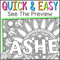 an adult coloring book with the words ask and easy to color, as if they were for