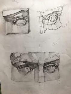 three different views of an eye and the other part of it's face, from top to bottom