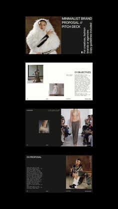 the front and back pages of an article with images of models in white fur coats