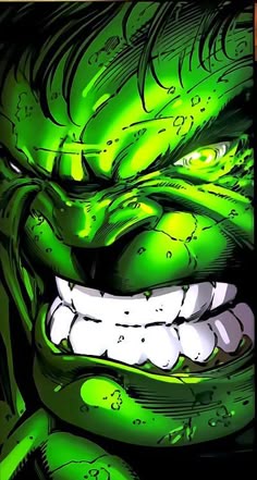 an image of the hulk face with green eyes