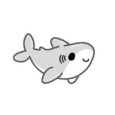 a drawing of a shark with eyes closed and mouth wide open, on a white background