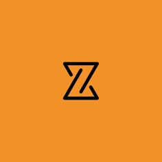 the letter z is made up of two intersecting lines and has a black outline on an orange background