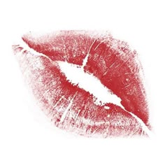 a red lipstick imprint on a white background