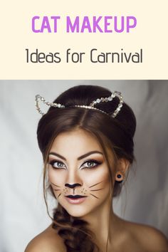 Diy Cat Face Makeup, Cat Make Up Simple, Halloween Cat Makeup For Women, Makeup For Cat Face, Kitty Face Makeup, Easy Cat Makeup Halloween, Cat Face Halloween Makeup Ideas, Cat Makeup For Halloween, Cat Faces For Halloween