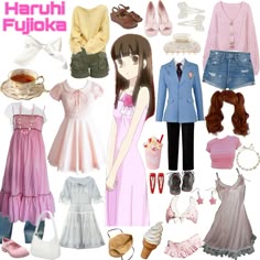 #haruhi #ohshc #oldshojo #shoujo #shojo #anime #styleinspo #idk Haruhi Fujioka Casual Outfit, Shoujo Protagonist Outfits, Ohshc Haruhi Outfits, Haruhi Fujioka Style, Haruhi Fashion, Haruhi Fujioka Fashion, Haruhi Style, Shoujo Girls, Anime Inspo Outfits