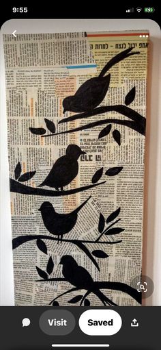 a piece of newspaper with birds on it