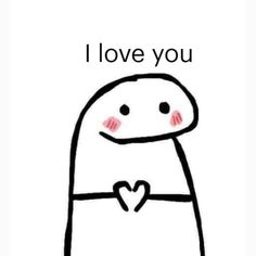 a drawing of a cartoon character with the words i love you
