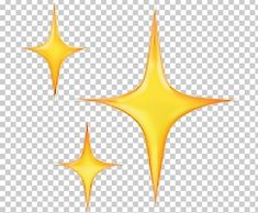 three shiny yellow stars on a transparent background