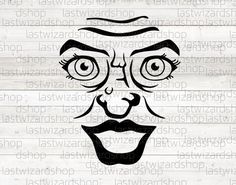 an image of a man's face with big eyes and mustache on a wooden background