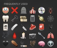 a bunch of different items that are in the shape of an x on a black background