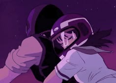 an animated image of a person wearing a helmet