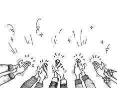 five hands reaching out to touch each other with their fingertipss in the air and stars above them