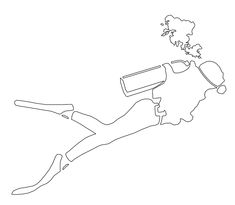 Scuba Diving Outline, Scuba Diver Drawing Simple, Fine Line Scuba Diver Tattoo, Scuba Diver Line Art, Outline Drawing Of A Diver, Diver Line Art, Scuba Diver Tattoo Minimalist, Scuba Diver Line Drawing, Simple Scuba Diver Tattoo