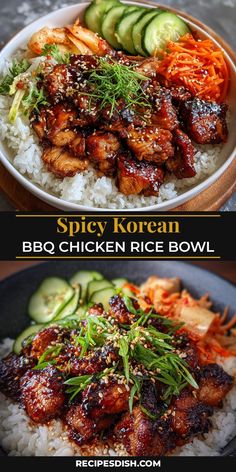 Korean BBQ, spicy chicken, rice bowl, Asian flavors, dinner ideas, easy meals