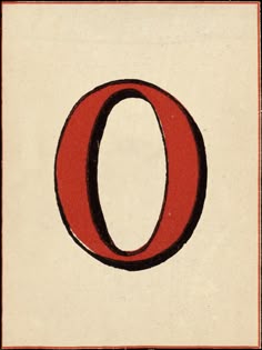 the letter o is made up of red and black ink on white paper with an orange border