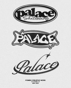 some type of logo that is black and white with the word palace written in it