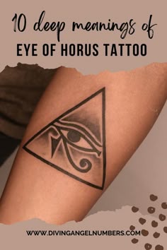 an eye tattoo with the words 10 deep meaningss of eye of horus tattoo