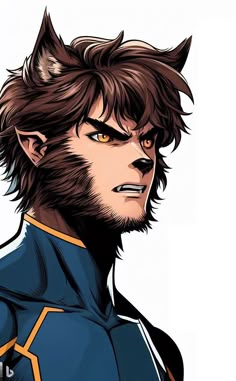 an anime character with long hair wearing a blue suit and yellow collared shirt, looking to the side